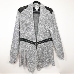 Joseph Ribkoff cardigan, faux leather trim, sz 18
